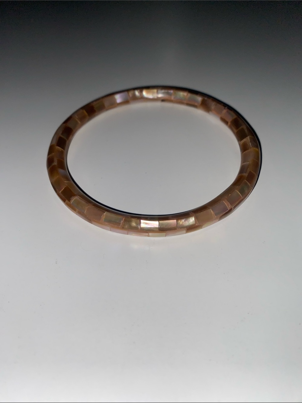 Pearlescent Pink Brown Mother of Pearl Style Mosaic Bangle Bracelet